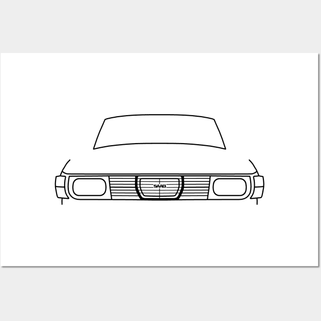 Saab 99 classic car outline graphic (black) Wall Art by soitwouldseem